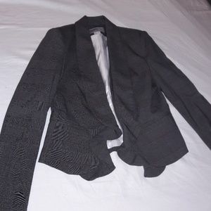 Plaid blazer with ruffle